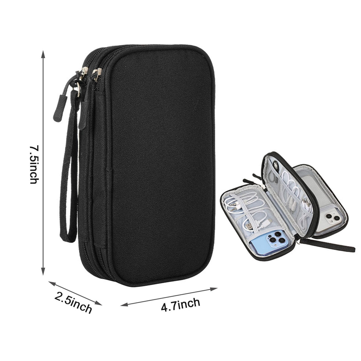 WersaYuu Electronics Organizer Travel Case for Women Men, Cable Organizer Bag Electronics Tech Accessories for Power Bank, SD Card, Cables, Phone