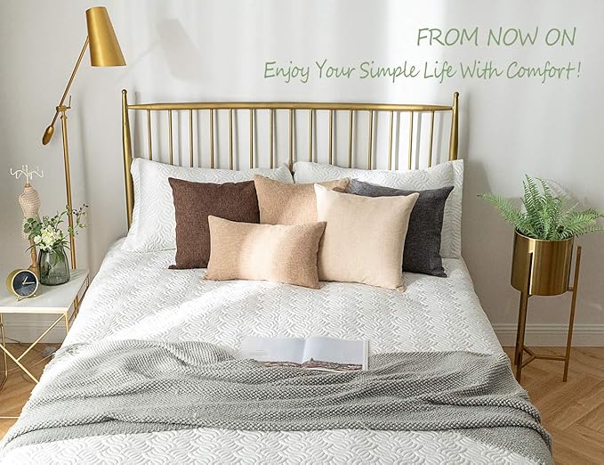 Stellhome Burlap Throw Pillow Covers Square Solid Decorative Farmhouse Linen