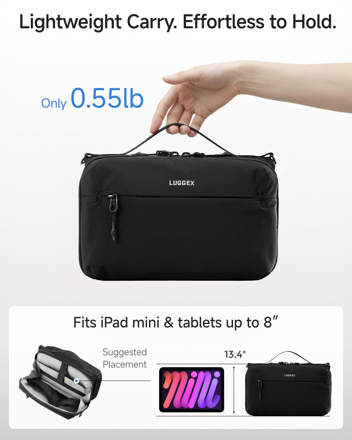 LUGGEX Electronics Organizer Travel Case, CBX01 Tech Bag with Magnetic Closure, Water Resistant Cable Organizer Bag for Business Travel, Tech Pouch for Cords, Chargers, Phone & Gadgets Accessories
