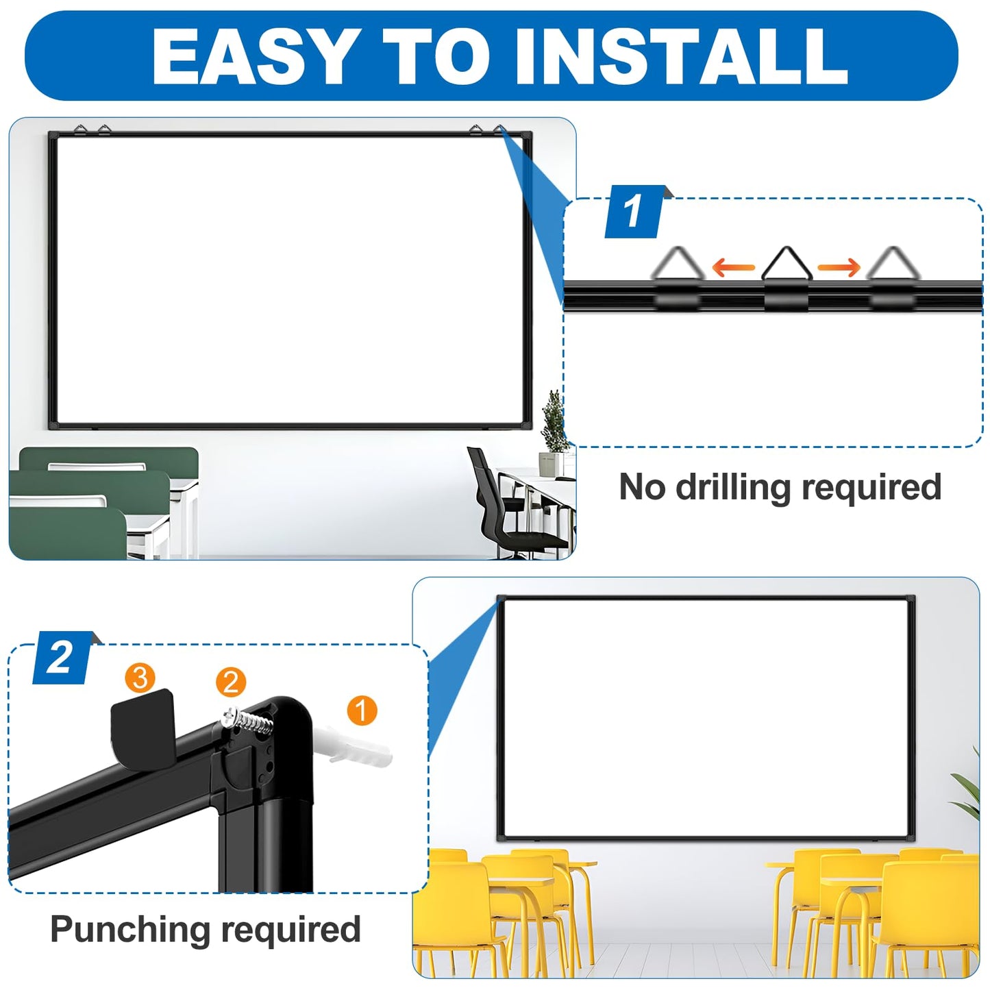 H-Qprobd Large White Board Dry Erase Board for Wall 72"X40" Magnetic Whiteboard with Long Pen Tray, Presentation Dry Erase Boards for Office, Classroom, School, Home