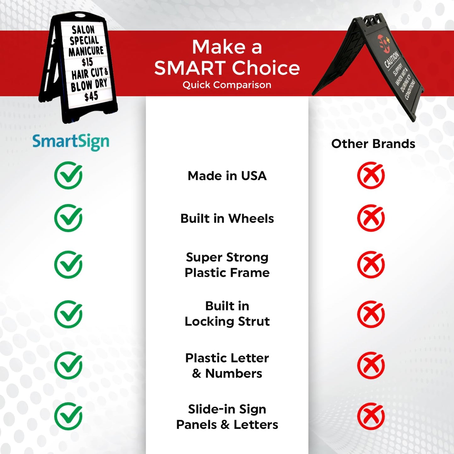 SmartSign 24"x36" Changeable Message Sign Board Sidewalk Sign, Standard Portable BigBoss & Letter Kit for Outdoor, Business, Large Black Standing Frame with Wheels, USA-Made