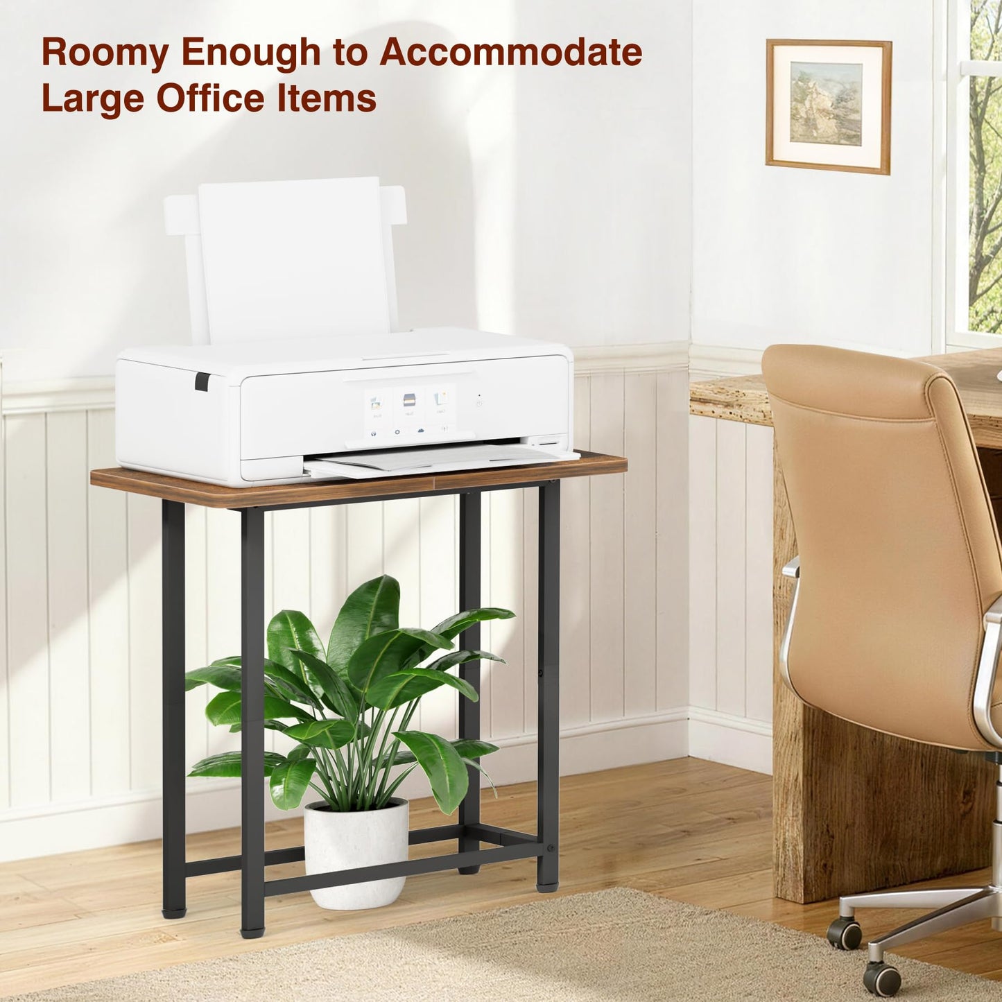 MISSLO Narrow End Table Living Room with Large Tabletop, Sofa Couch Side Table Bedroom Slim Nightstand for Small Space, Rustic Brown
