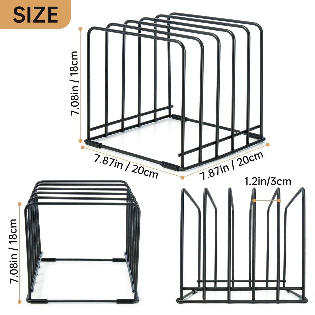 Cutting Board Organizer,Kitchen Cabinet Organizer,Divided Rack with 5 Slots for Baking Trays,Space-Saving Kitchen Storage for Cutting Boards, Cookie Sheet, Thin Pans and Baking Sheets Holder (1pcs)