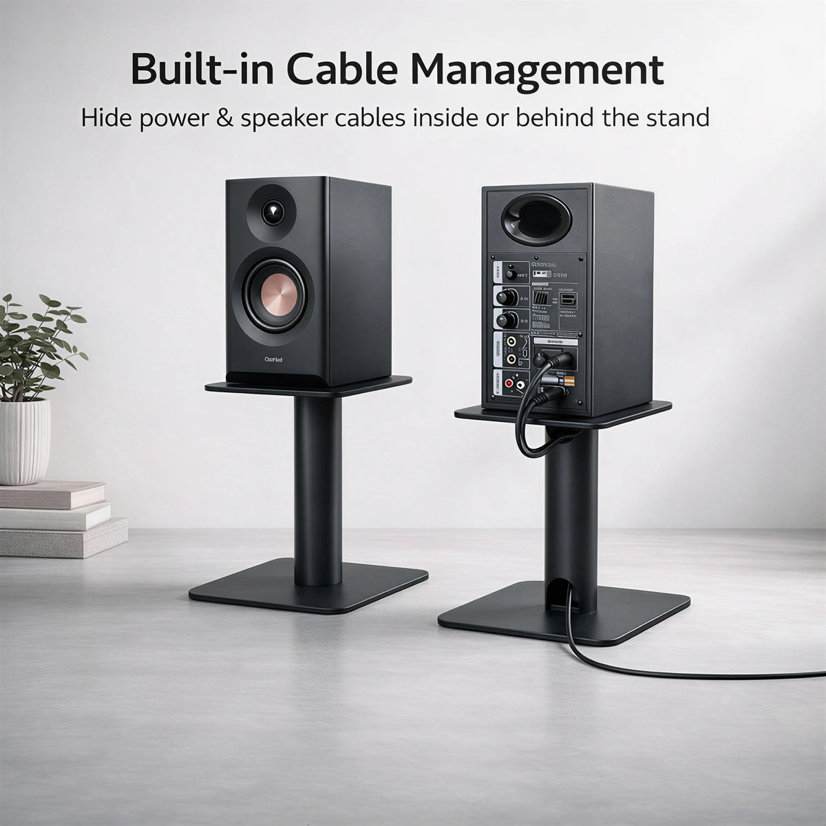 5-8 Inch Desktop Speaker Stands with Cable Management, 55lbs Heavy Duty Steel Desk Speaker Stand for Bookshelf Speakers & Studio Monitors, Stable Desktop Speaker Stand Pair, Cleaner Desk Audio Setup