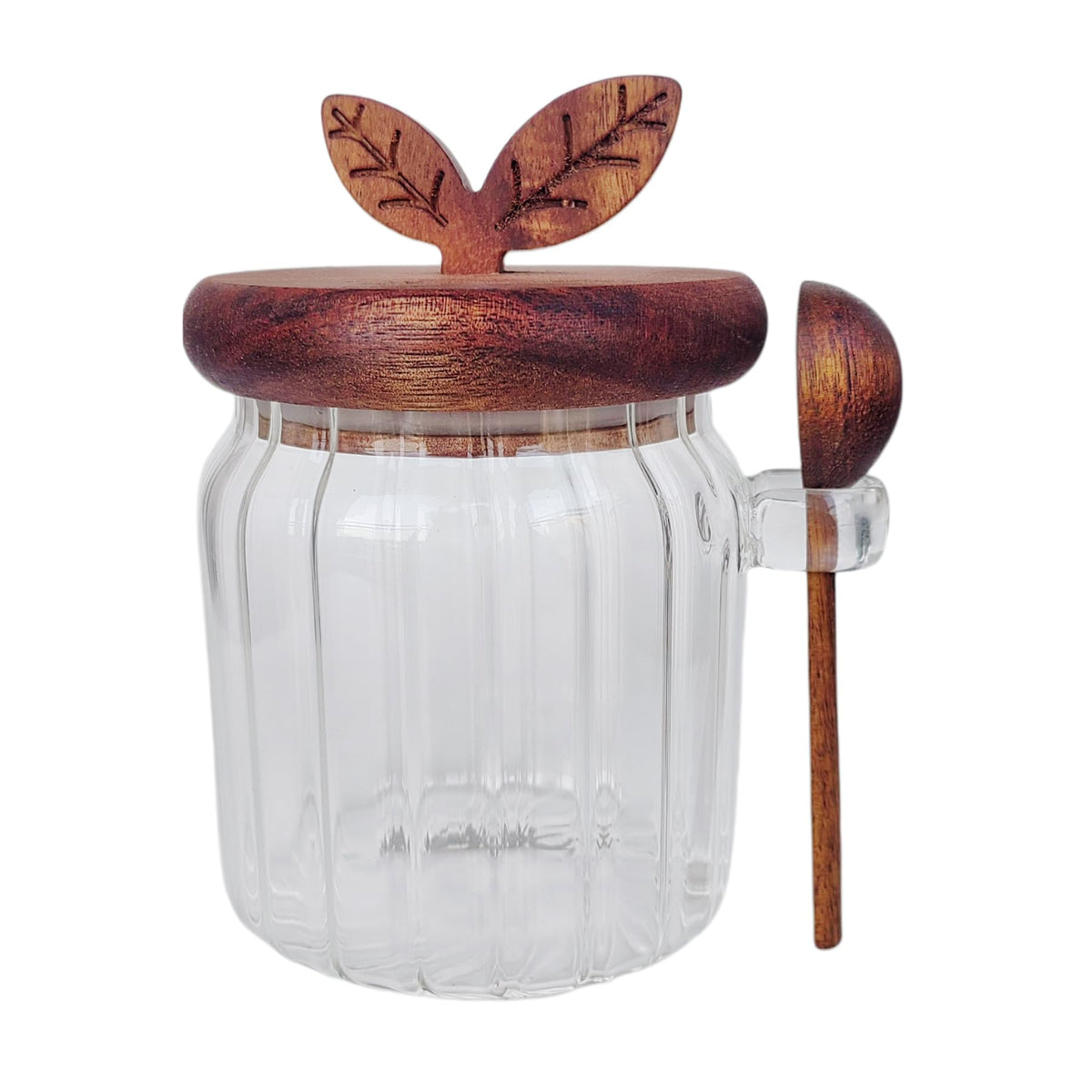 BUITLU Sugar Bowl with Lid and Spoon,17 oz Sugar Container for Coffee Bar, Glass Coffee Canister, Airtight Food Storage Jar, Brown Sugar Container, Cereal Tea Salts Spice Jar