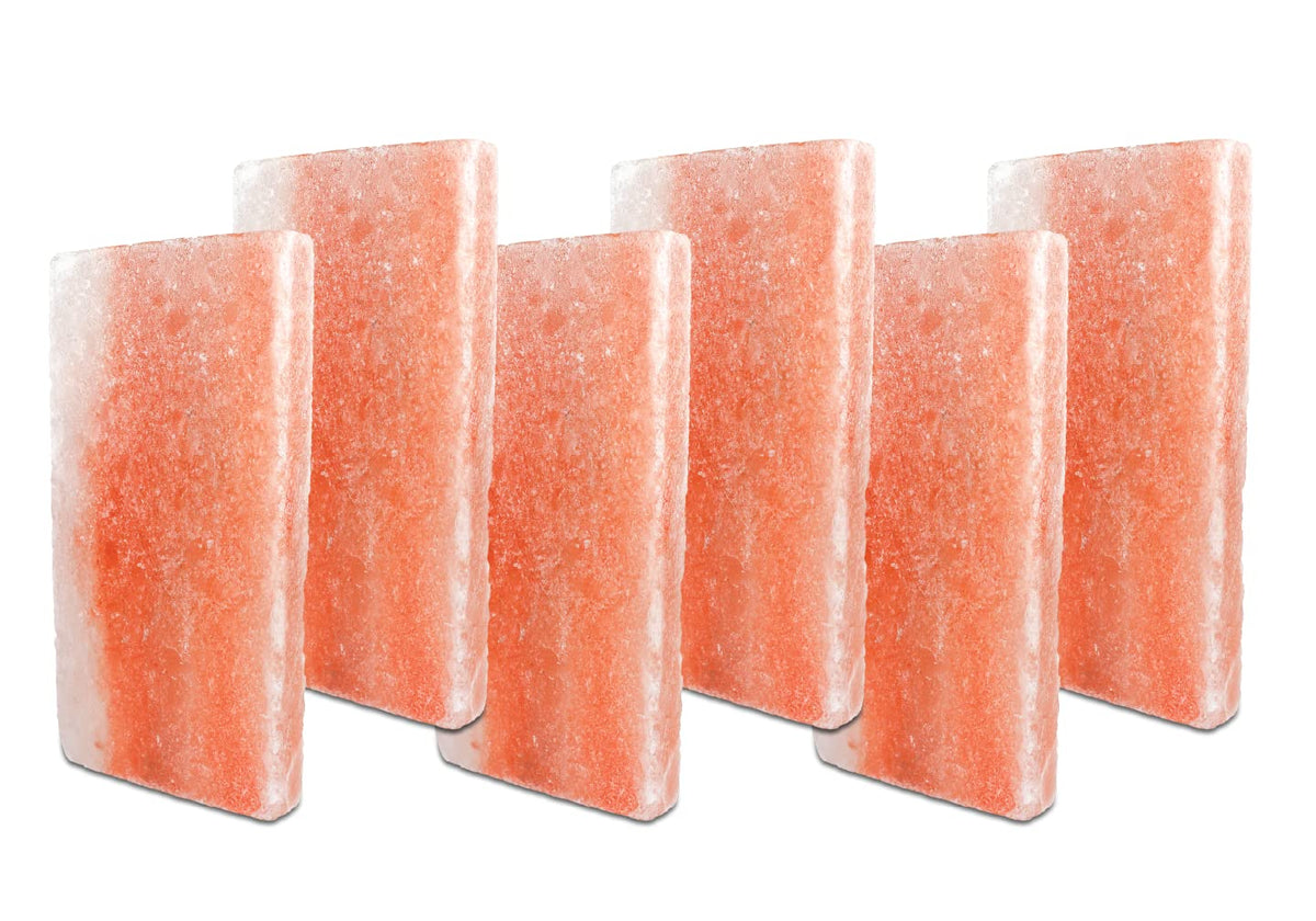 Himalayan Secrets® Salt Tiles | 8"x4"x0.75" | 6-Pack of 3/4 Inch Thick Salt Plates | Use for Grilling, Serving or Decor