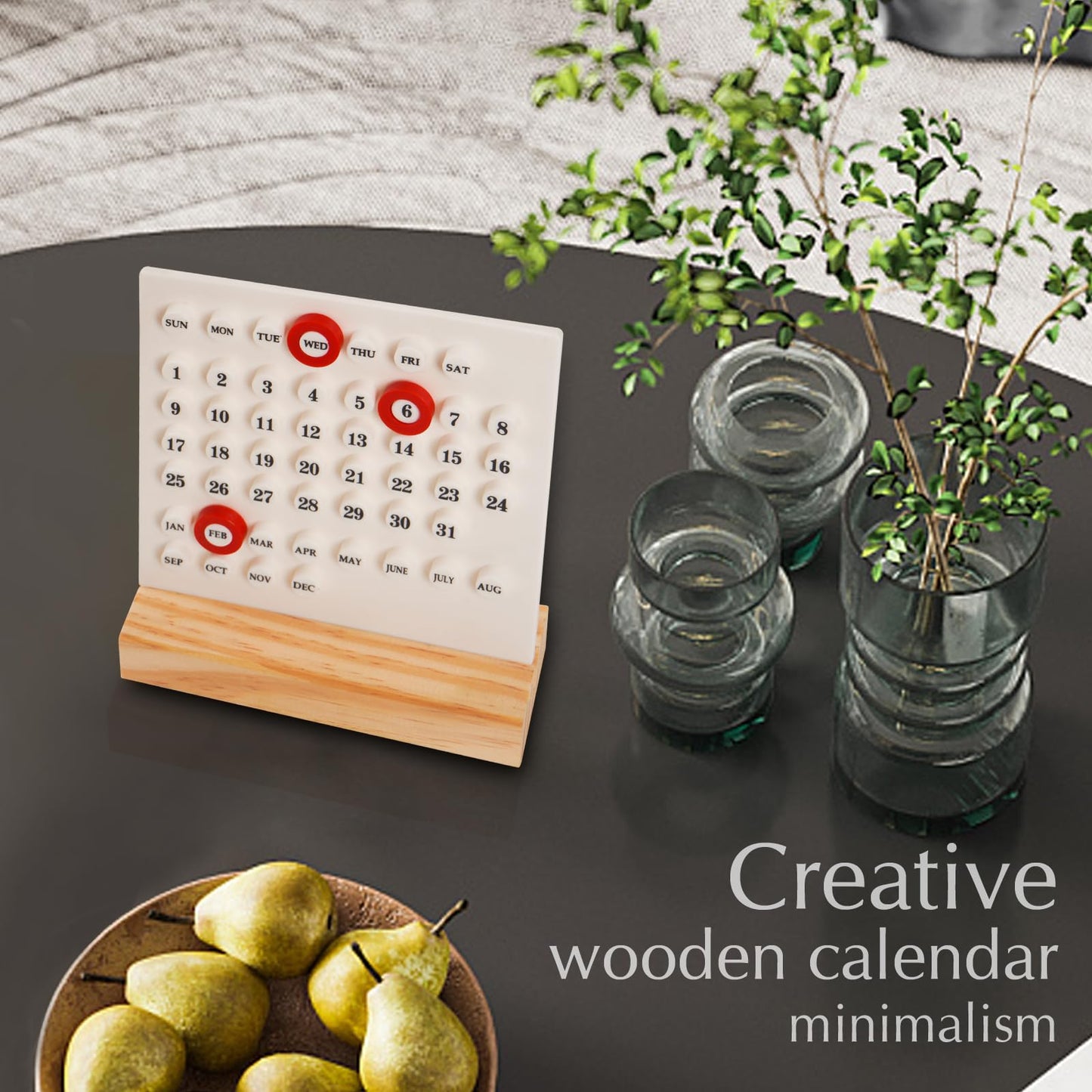 GDYOOSHOW Perpetual Calendar Desk Wood Calendar Stand Acrylic Calendar Desktop Decor for Livingroom Office Shop Bar Week Month Day Display(1pc white)