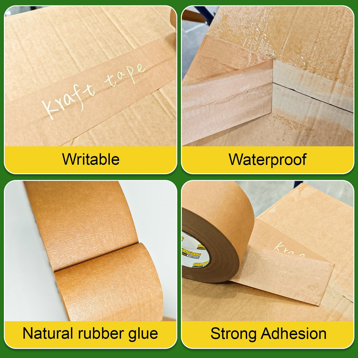 CHUANGDANG Kraft Paper Tape,3Inchx127yards,2Rolls,Brown Paper Packing Tape,Writable & Uncoated,Kraft Tape for Masking, Sealing, and Packaging,Biodegradable,Eco-Friendly