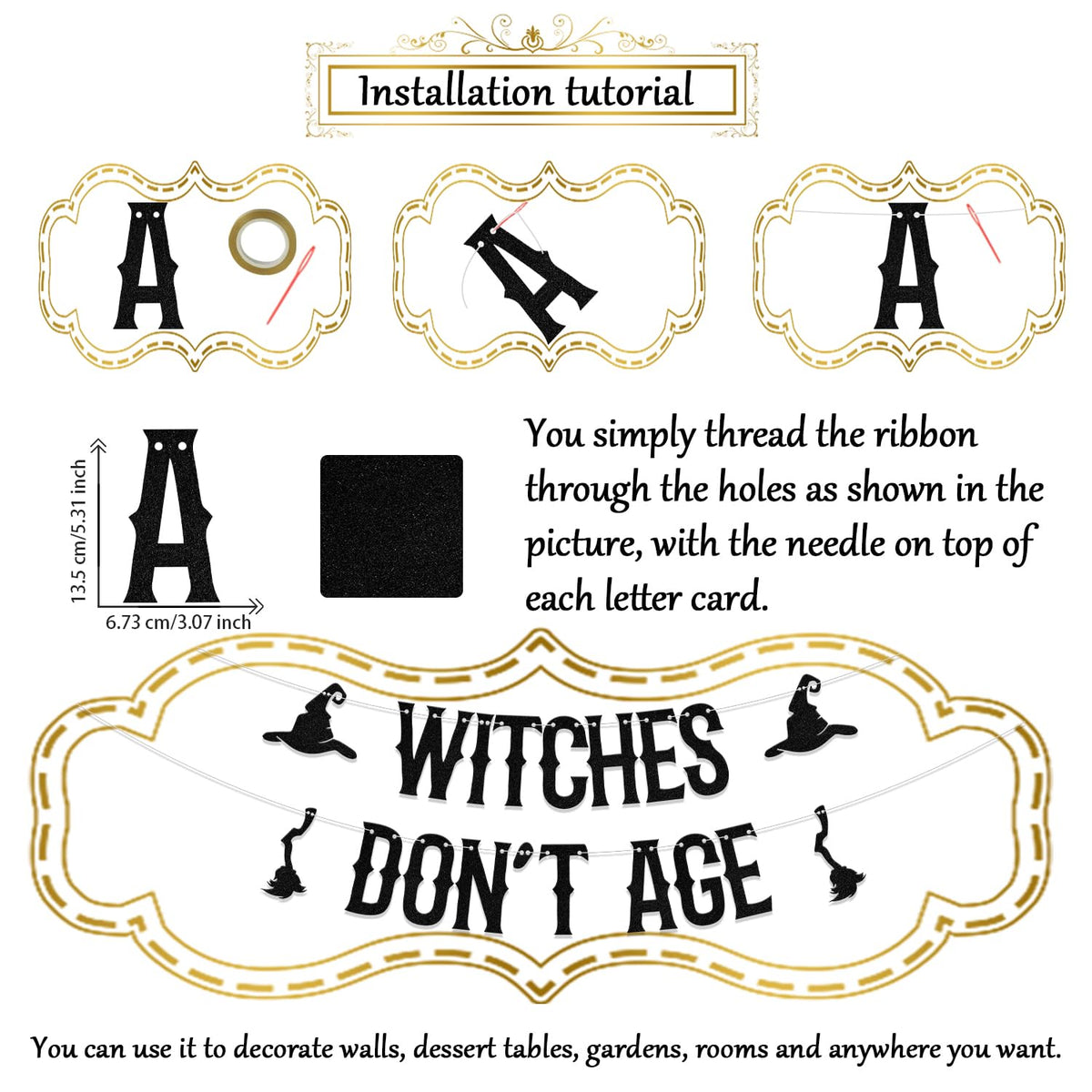 Witches Don't Age Banner - Halloween Birthday Party Decorations - Halloween Birthday Banner