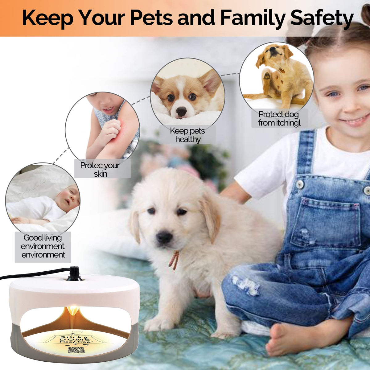 ASPECTEK Sticky Dome Flea Trap, Odorless Glue Trap with 2 Sticky Discs, Effective Bed Bug Killer and Flea and Tick Treatment, Indoor Insect Trap for Bugs, 2 Packs in White and Light Gray