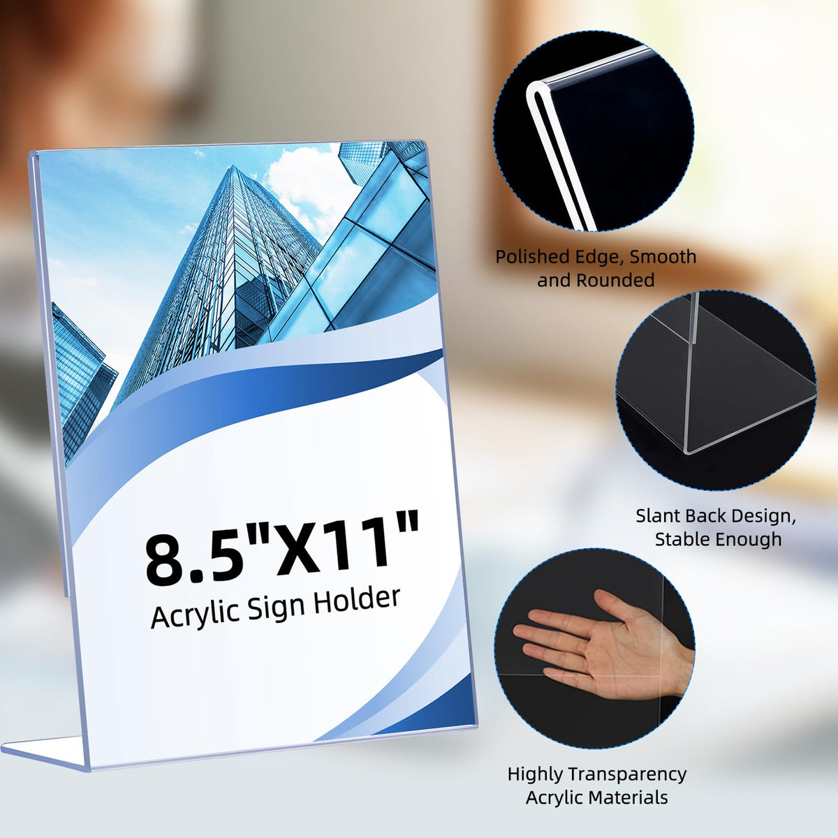 DECOHOBO 12 Pack Acrylic Sign Holder 8.5 x 11, Clear Plastic Display Stands for Tabletop, L-Shape Acrylic Stands for Flyers, Documents, Office, Restaurants, Vertical Sign Holder 8.5x11 for Desktop