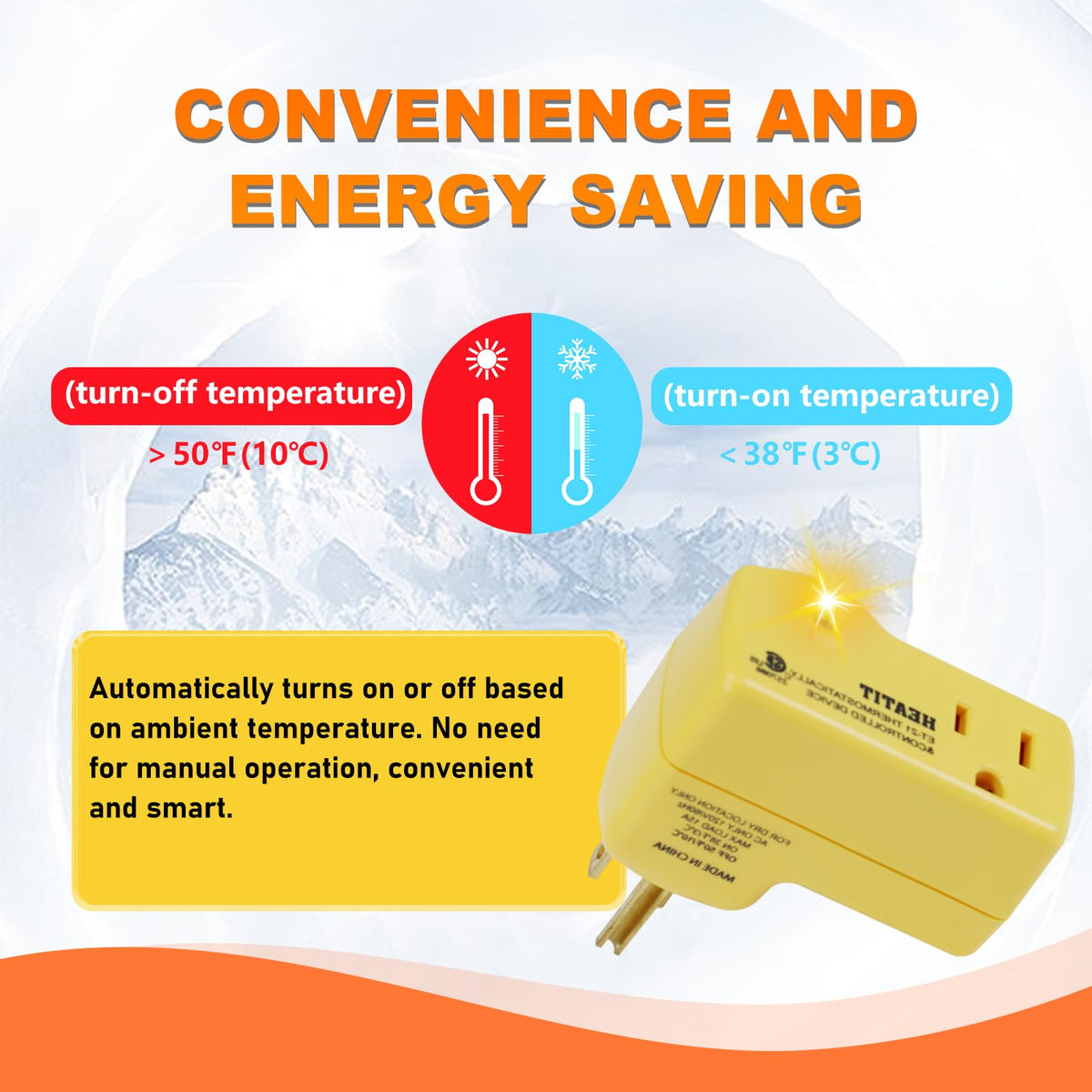HEATIT ET-21 Freeze Thermostatically Controlled Outlet On at 38F /Off at 50F ET-21-1 1PCS