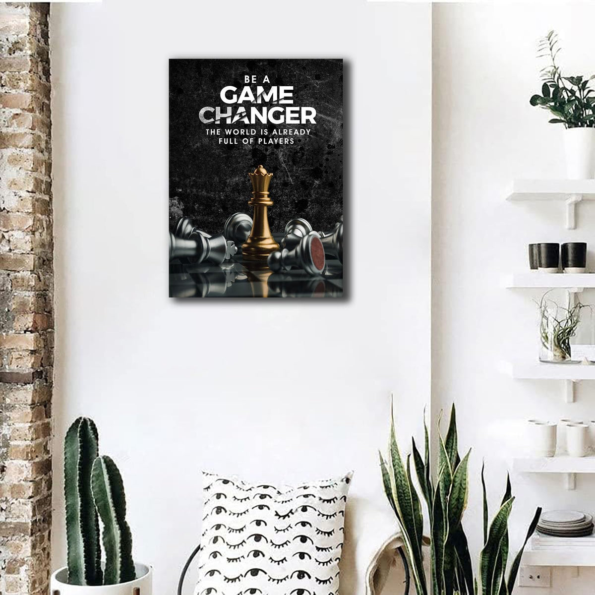 Inspirational Wall Art Be A Game Changer The World Is Already Full of Players Wall Decor International Chess Motivational Poster Canvas Painting Prints Wall Pictures for Home Decor Framed