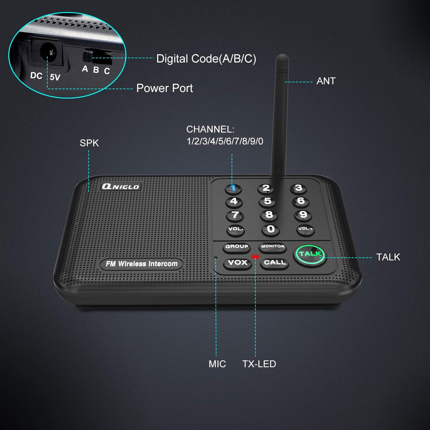 Intercoms Wireless for Home, Home Intercom System Wireless, 5280 Feet Long Range House Intercom System for Business, Two Way Wireless Intercoms for Office, Wireless Room Monitor LD666-4P