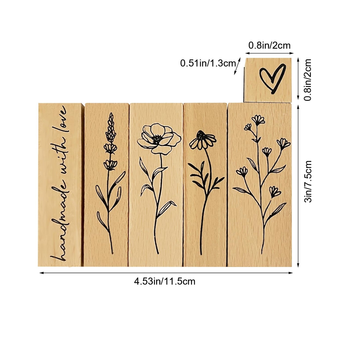 Wissppoott 15 Pcs Vintage Wood Rubber Stamp Set - Antique Butterfly, Floral, Plant, Ladybug& Bird Stamps for DIY Scrapbooking, Craft Cards, Gift Wrapping & Journal Art