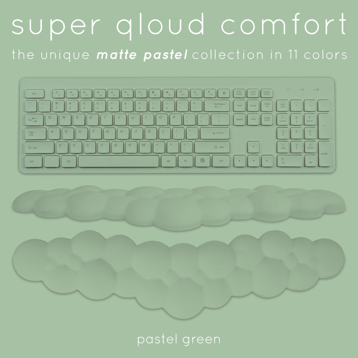 Green Cloud Keyboard Wrist Rest – Create-ables Qloud Green Wrist Rest for Computer Keyboard and Mouse, Ergonomic Memory Foam Wrist Pad with Non-Slip Base, Includes Cloud Mouse Pad