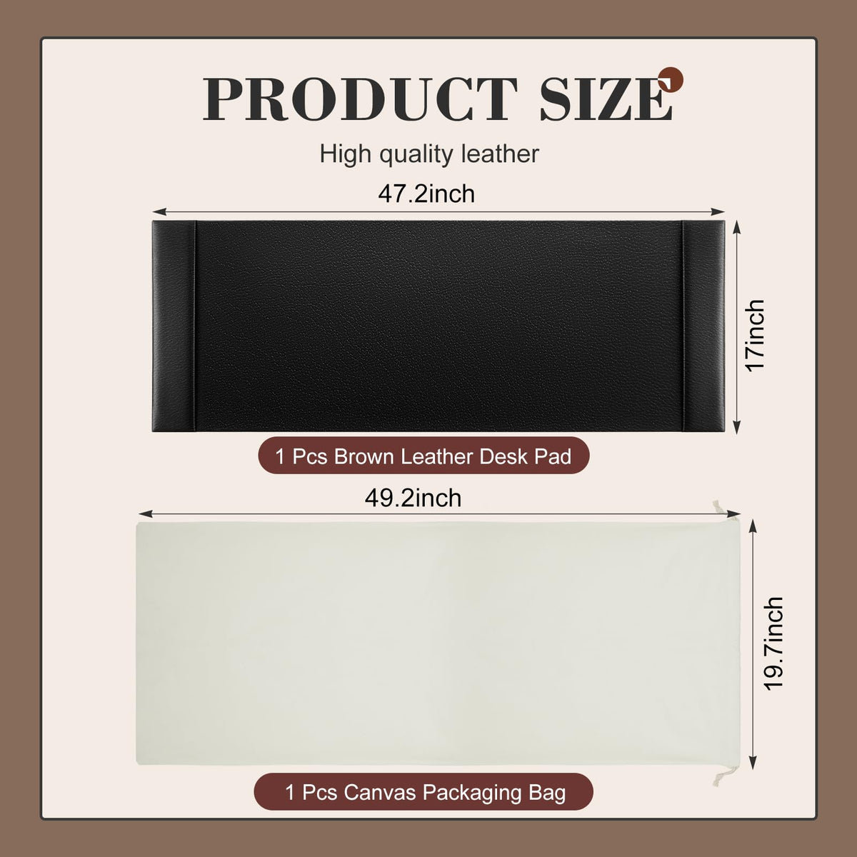 Saysurey 47.2 x 17 Inch Leather Desk Pad Protector with Side Rails, Executive Office Desk Mat for Home Workspace, Writing Surface, Mouse & Keyboard Pad, Elegant Gift for Men Dad Husband(Black)
