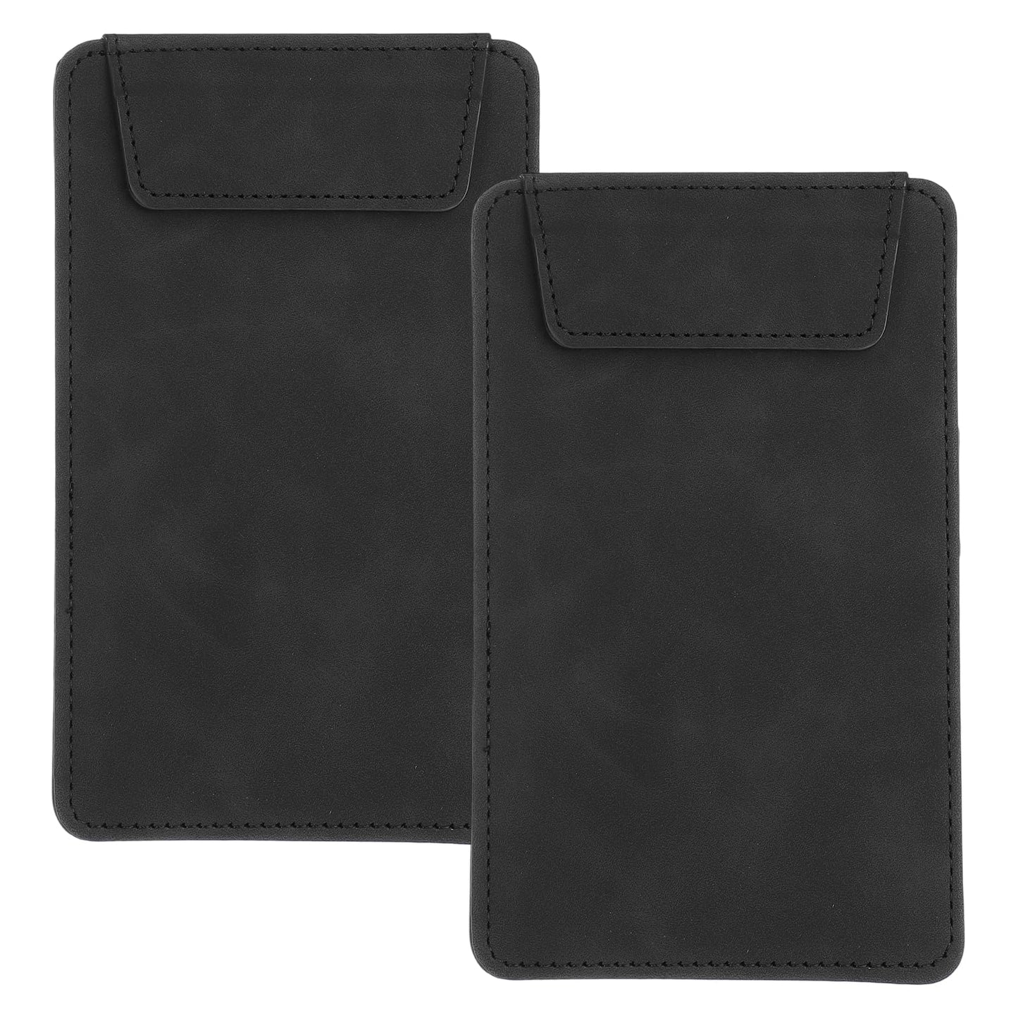 uxcell 2 Pack Mini Clipboard, 6" x 4" Leather Small Clipboard with Pen Holder, A7 Size Magnetic Writing Clip Boards for Business, Office,Restaurant and Hotel (Black)