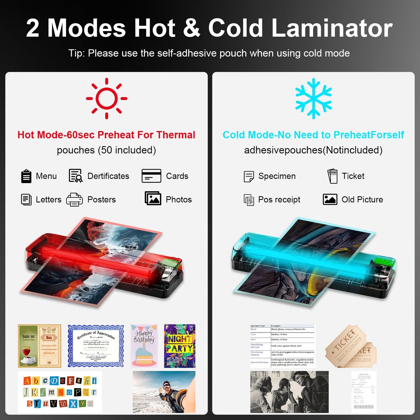 A3 Laminator Machine 13 Inch Thermal Cold 10-in-1 Auto Feed Laminator with 50 Sheets, Paper Trimmer, Corner Rounder, Fast Warm Up Jam-Proof for Home Office School Documents Photos (Black)