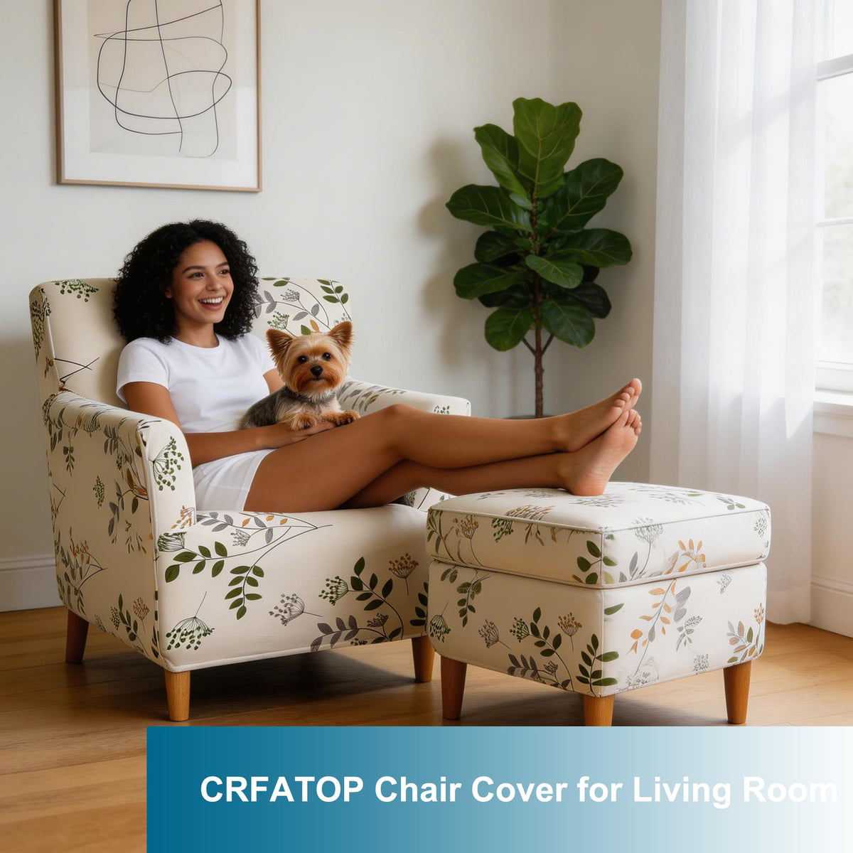 CRFATOP Stretch Mid Century Modern Armchair Slipcover 1-Piece Printed Accent Chair Covers with Arms Soft Waterproof Chair Slipcovers for Living Room Furniture Protector Office Reception Reading,A05