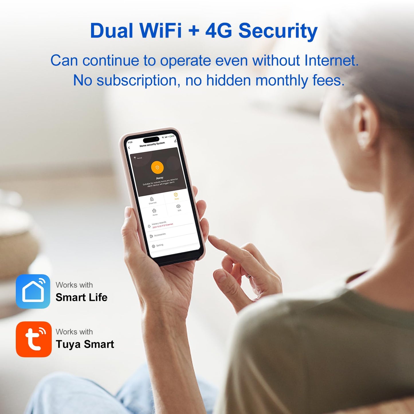 WiFi Wireless Alarm System for Home Security - 24/7 Protection Smart Home Devices 4.3" Touch Screen, GSM/4G+WiFi, App Instant Alerts, No Monthly Fee, Alexa Compatible for Villa, Kids Safety (24 pcs)
