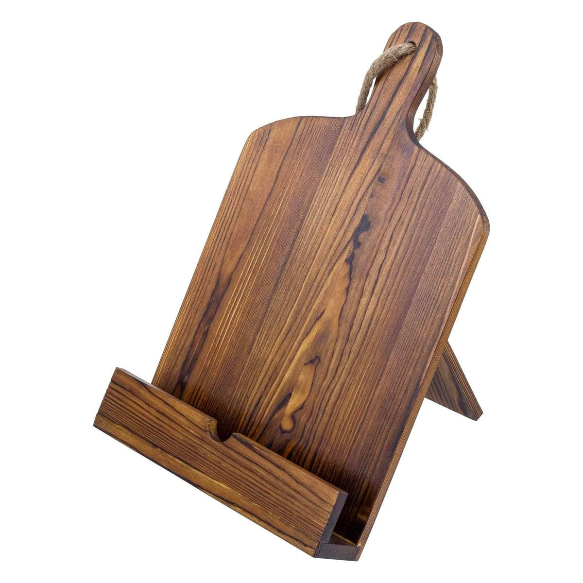 MyGift Cookbook Stand Recipe Book Holder with Brown Wood Cutting Board Design, Cookbook Holder for Countertop Display