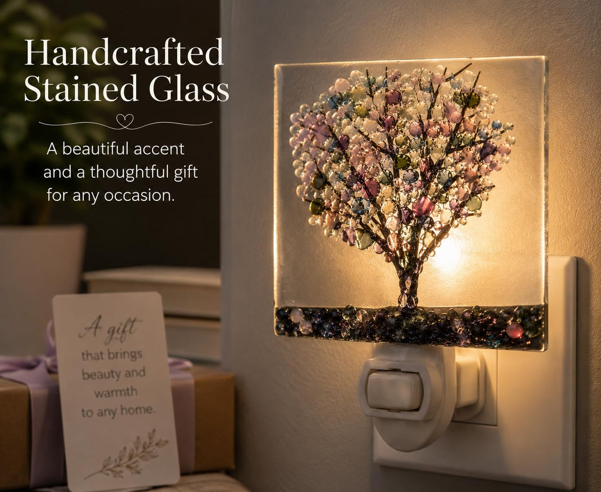 J Devlin Stained Glass Tree Night Light, Handmade Accent Light