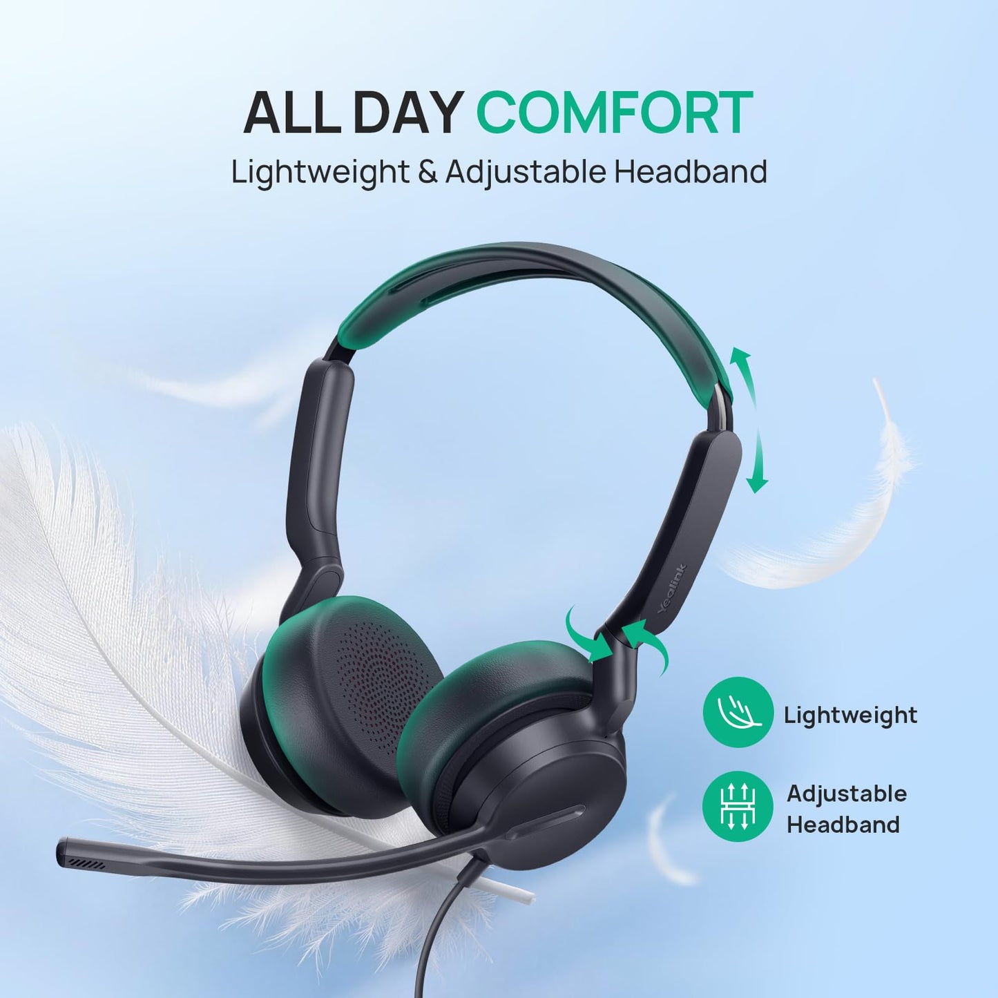Yealink UH42 SE Wired Headset with Mic, USB-A/C & 3.5MM Stereo Computer Headsets with Noise Cancelling Microphone for PC, Laptop, 7ft Cable in-Line Control Headphones Work with Teams, Zoom, UC