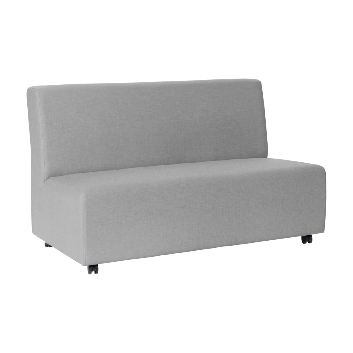 Factory Direct Partners FDP Pro Series Upholstered Armless Mobile Sofa with Locking Casters for Portability Commercial Seating for Hotel Lobby, Office, Restaurant, Waiting Room, Home - Slate Gray