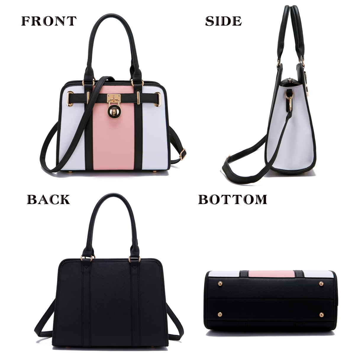 Handbags Sets For Women Shoulder Bags Top Handle Work Satchel Tote Purses Set With Matching Wallet 2pcs WhitePink