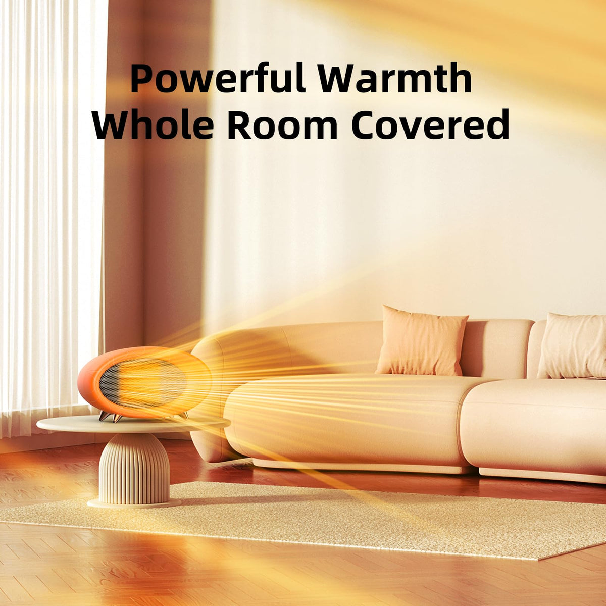 Lmkeji Space Heater, 600W Small Desk Heater for Indoor Use,Fast Safety Personal Desktop Heaters for Bedroom Table Home Office(Orange)