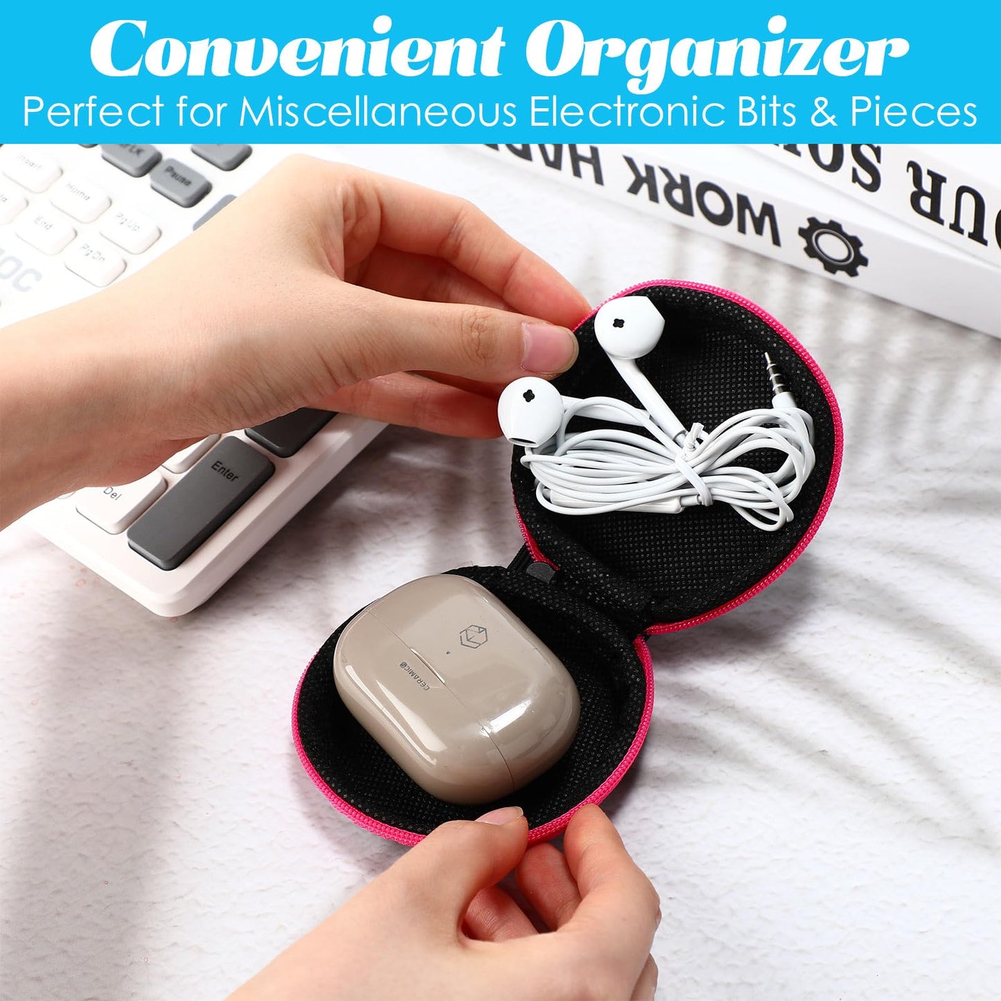 Abbylike 30 Pack Headphone Case Earphone Earbud Headset Carrying Case Holder Hard EVA Headset Travel Pouch Square Storage Bag Cell Phone Accessories Organizer with Hook for Memory Card Chip