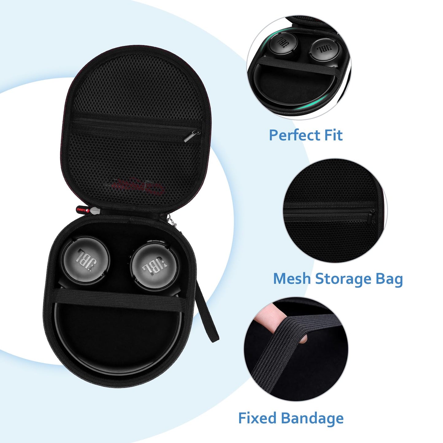 Headphone Headset Case Compatible with JBL/Sony/Soundcore by Anker/BERIBES/KVIDIO Wireless On-Ear Headphones, Black