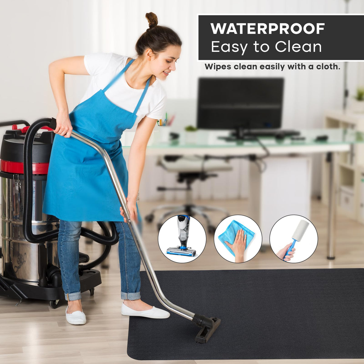 Office Chair Mat for Hardwood Floor: 53"x45" Large Black Rolling Chair Mat for Hard Wood and Tile Floor, Anti-Slip Heavy Duty Floor Protector Mat Under Computer Desk, Easy Glide Chair Mats for Home