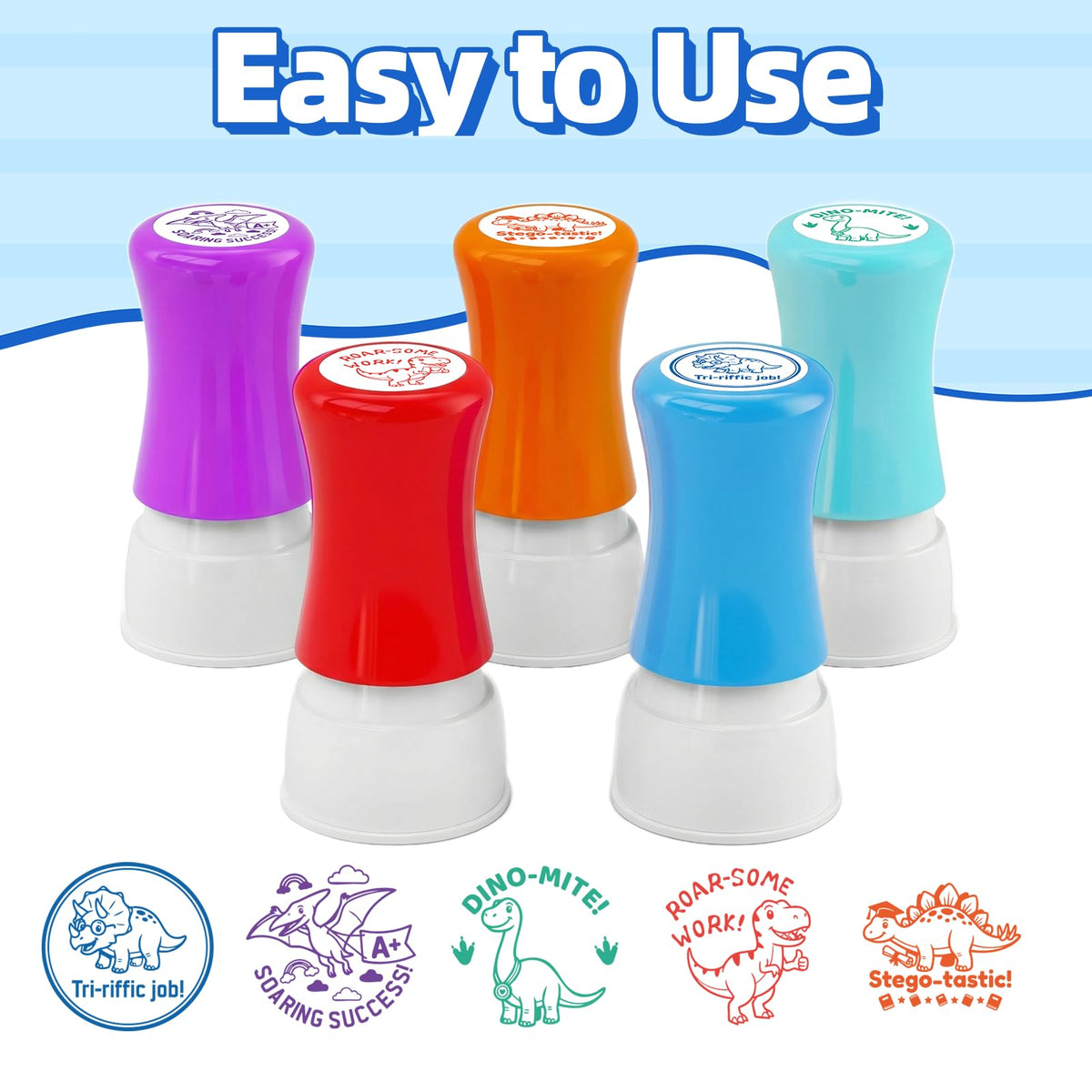 5 Pack Dinosaur Teachers Motivational Stamps-Teacher Stamps for Classroom for Grading Teacher Stamps Self Inking Stamp Stamps for Teachers Teacher Gifts