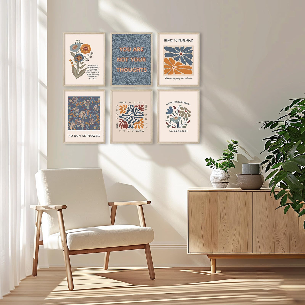 Mental Health Wall Art Poster Motivational Canvas Wall Decor Therapy Office Poster Decor Boho Inspirational Prints Psychology Positive Quotes Pictures Artwork for Classroom 8x10x6 Inch Framed