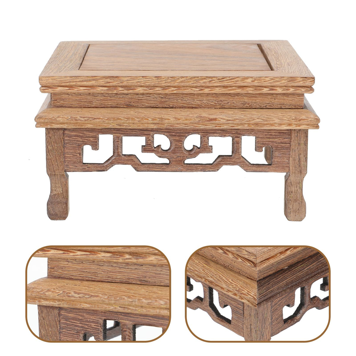 Beavorty Wooden Flower Pot Base 5.51In Rustic Plant Stand Holder for Indoor Outdoor Garden Display Pedestal