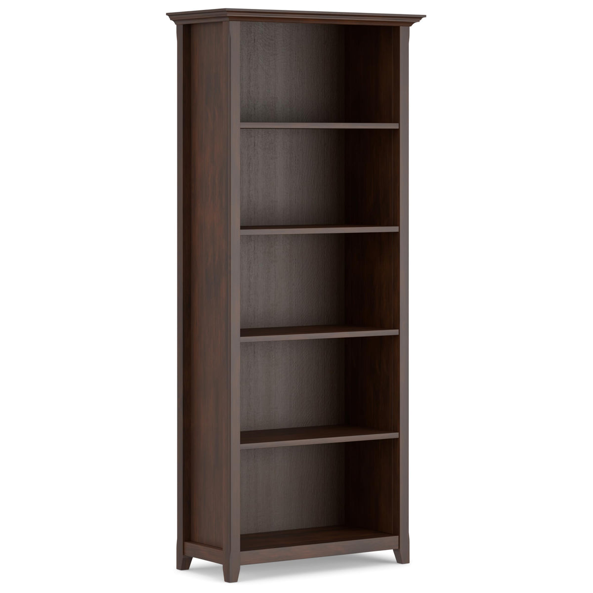 SIMPLIHOME Amherst Desk and Bookcase Bundle - 54 inch Wide Solid Wood Desk with Drawers and 30 inch Wide 5-Shelf Bookcase in Russet Brown, Transitional Home Office Furniture (Set of 2)