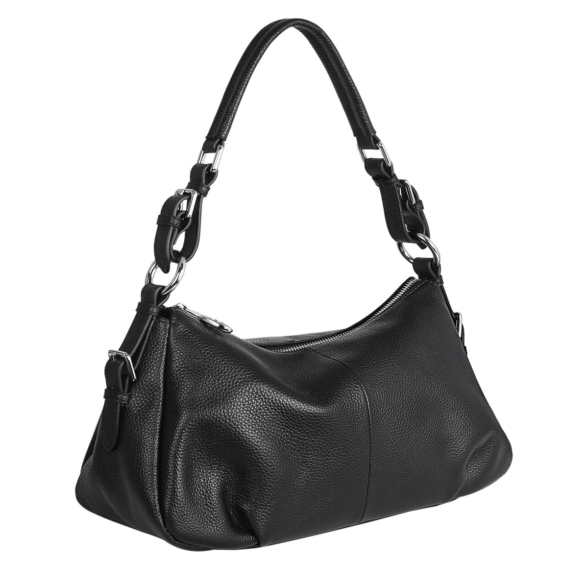 HESHE Leather Purses and Handbags Hobo Shoulder Bags Tote Bag Crossbody Purse Ladies Designer Satchel Bags(Black)