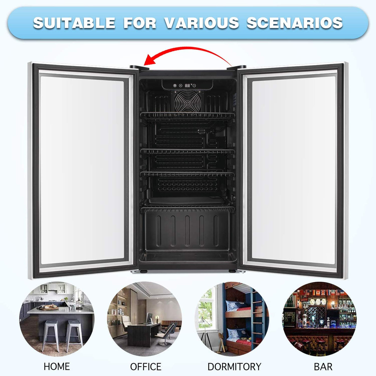 Antarctic Star Beverage Refrigerator Cooler -120 Can Mini Fridge Glass Door for Soda Beer or Wine Constant Glass Door Small Drink Dispenser Clear Front for Home, Office Bar 3.2cu.ft
