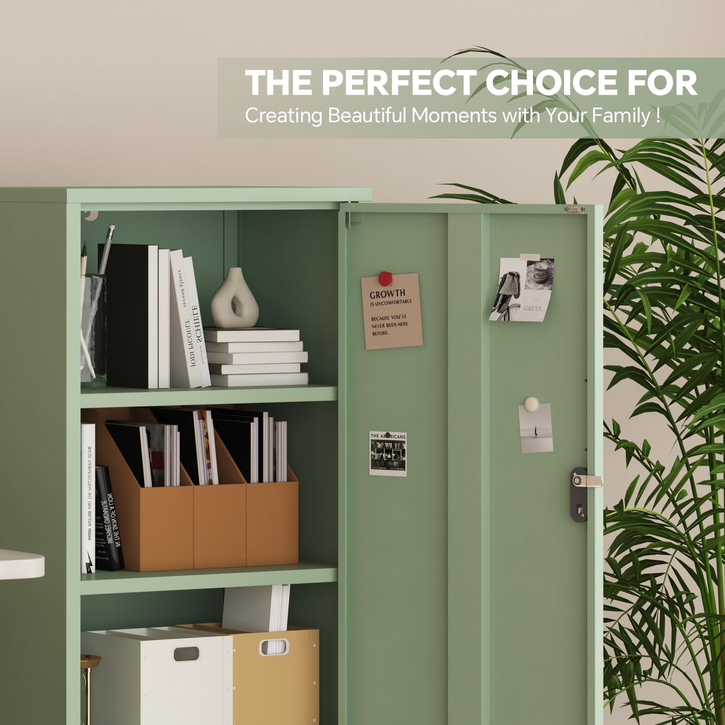 Steehoom Metal Locker Cabinet Lockable Bathroom Storage Cabinet Black 4 Tier Employee Lockers for Home, School, Office, Garage (Green, 19.69" D x 15.75" W x 49.21" H)