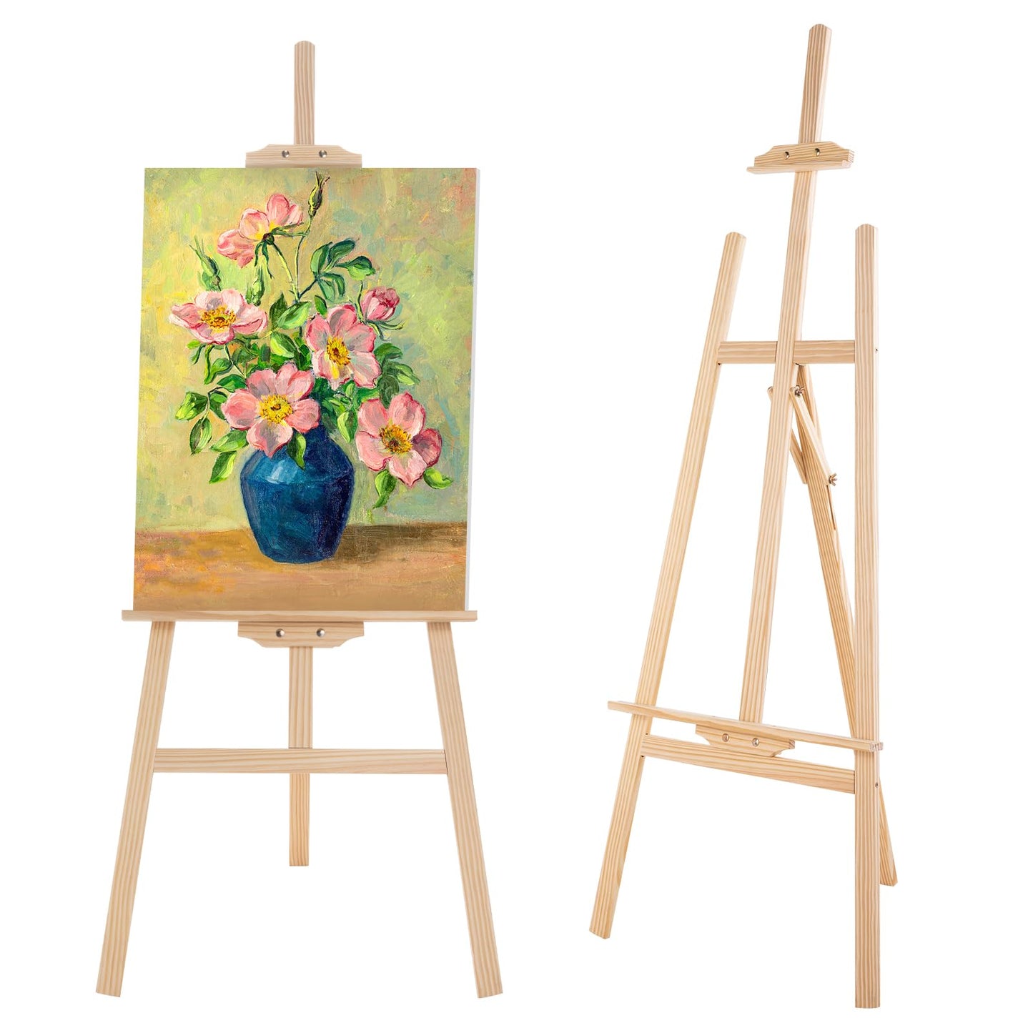 Falling in Art Easel Stand for Painting, Adjustable Wooden Easels for Painting Canvas Up to 42", Folding Art Easel for Drawing, Wedding Sign and Poster, Suitable for Kids and Adults