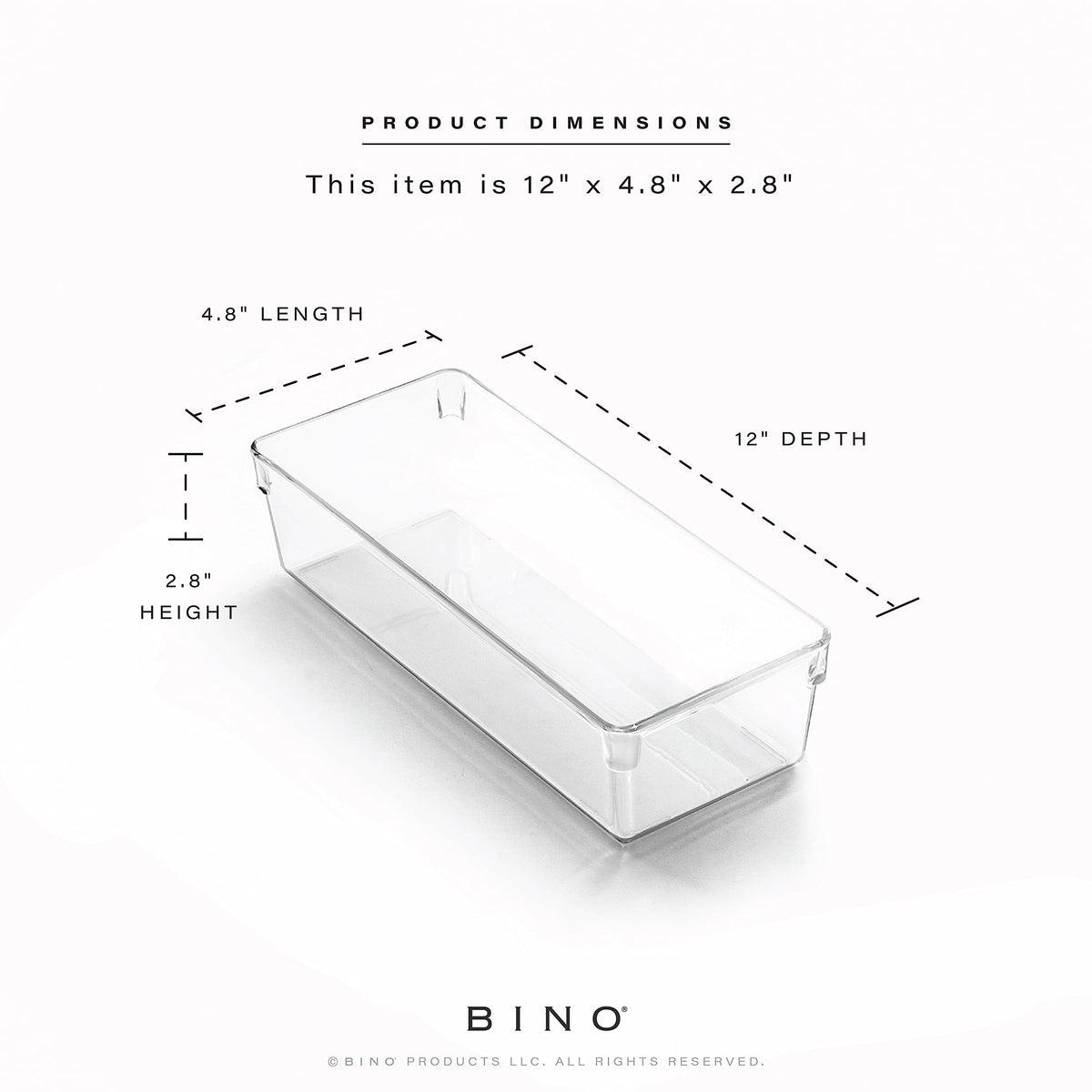BINO | Oblong Plastic Drawer Organizer Bin, 2-Pack | THE ARTISAN COLLECTION | Multi-Purpose | Durable | BPA-Free | Desk, Vanity, Bathroom & Makeup Drawer Organizer