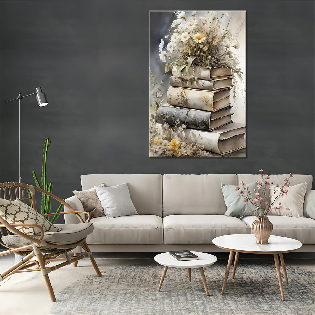 1pc of Artwork Featuring Inspirational Book Flower Art on Canvas, Suitable for Posters And Wall Decoration in Bathrooms, Living Rooms, Bedrooms, Offices, Dining Rooms, Framed Canvas Wall Art (Framed,16×24inch)