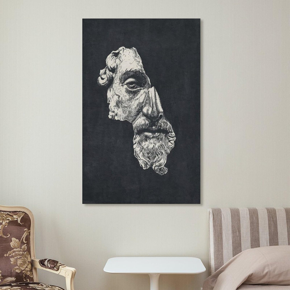 Marcus Aurelius Antoninus Ink Dark Stoic Philosophy Portrait Canvas Printing Wall Art Prints Wall Decor Posters Scandinavian Bohemian Living Room Bedroom Office Study 16x24inch(40x60cm)