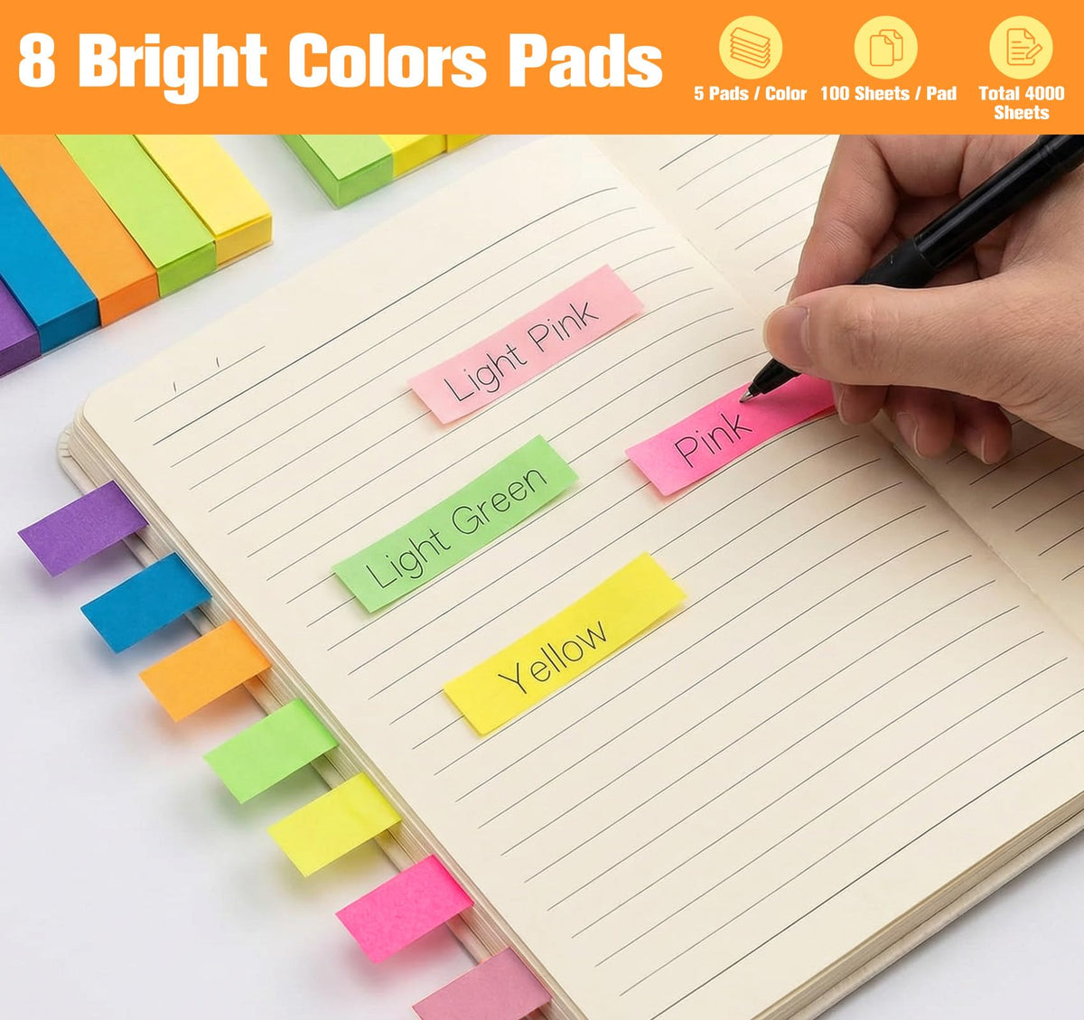 40 Pack Sticky Notes Flags Tabs Page Markers,4000 Sheets Index Tabs,Small Self-Stick Note Pads,8 Bright Colors Page Flags Mini Self-Stick Pads to Post for Office,School,Home,Meeting,Back to School