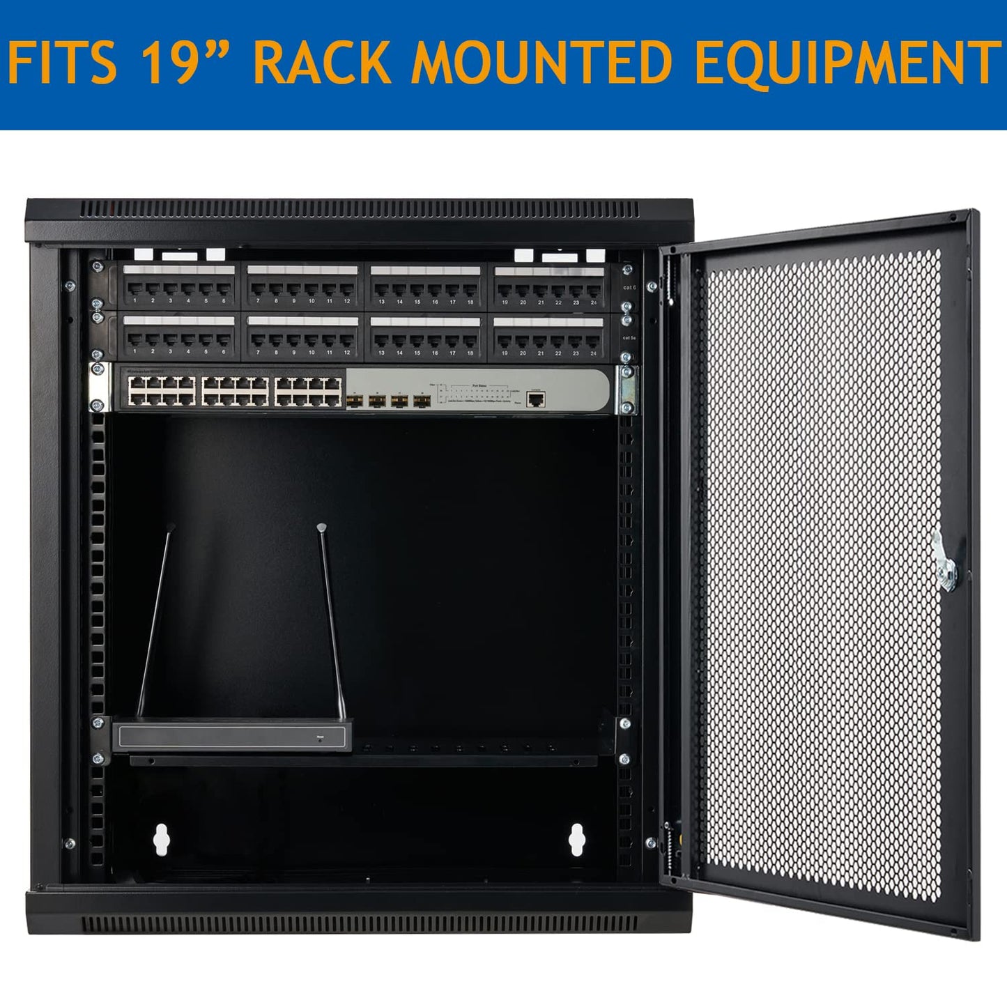 Tedgetal 12U Wall Mount Server Cabinet Network Rack Vented Enclosure Locking Door