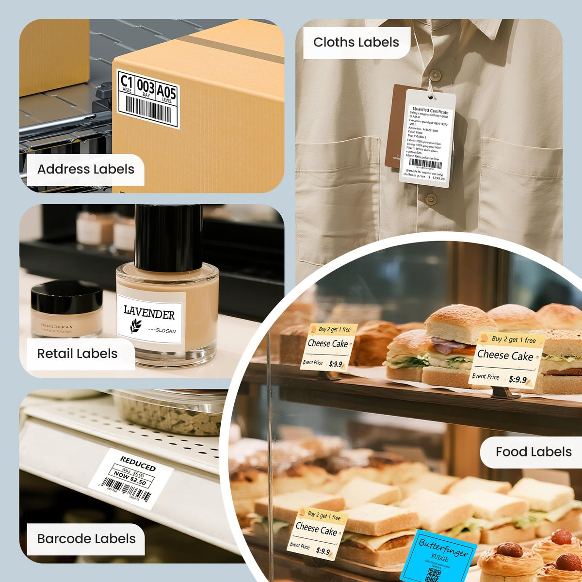 CLABEL Desk Bluetooth Barcode Label Printer: 221D Label Maker with Direct Thermal Printing, 2 Inch Print Width for Barcodes Address Office Warehouse with 1 Roll Label