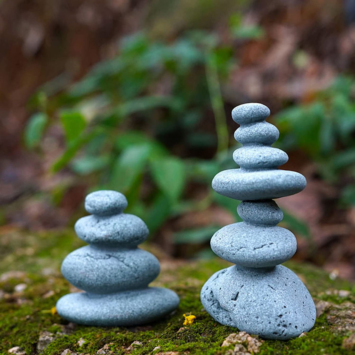 OwMell Balanced Stones Cairn Statue Garden Decor, Stacked Zen Rock Stone, Small Fish Tank Decoration, Micro Landscape Decor - Cairn
