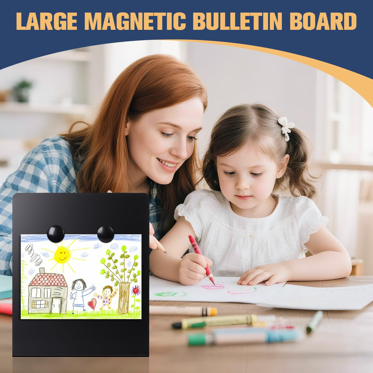 2 Pcs Large Magnetic Bulletin Board with Stand, 12x10inch Metal Magnet Display Board, Tabletop Memo Board, Memo Display Easel Stand with 4 Magnets for Home School Office